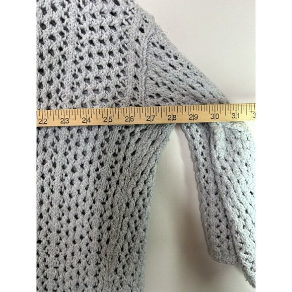 Aerie Long Open Cardigan Gray Cozy Knit Fall Winter Relaxed Size Medium - Picture 10 of 11